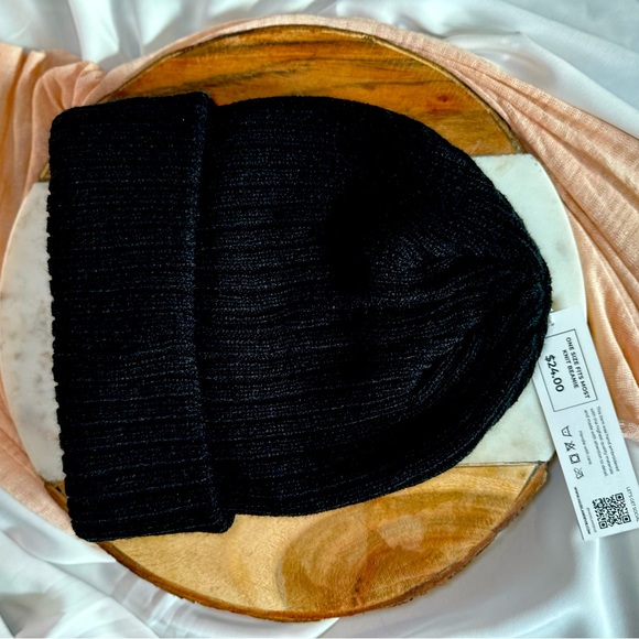 Embroidered Black Knit Hat with Mountain and Pine Tree Design - Picture 3 of 3